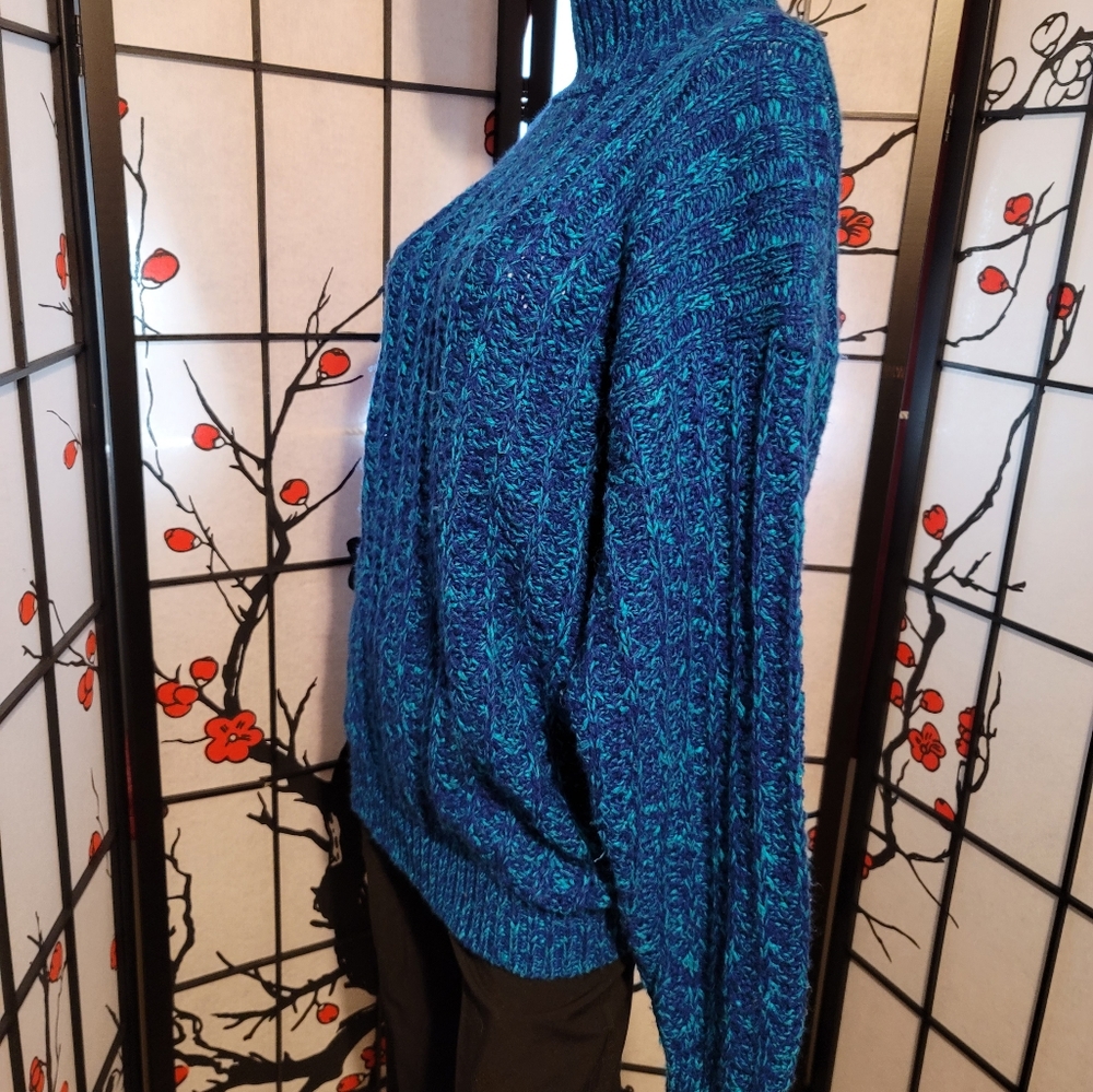 KAREN SCOTT WEAVED DEEP BLUE SOFT COZY CARDIGAN KNIT/SIZE LARGE - Picture 8 of 10